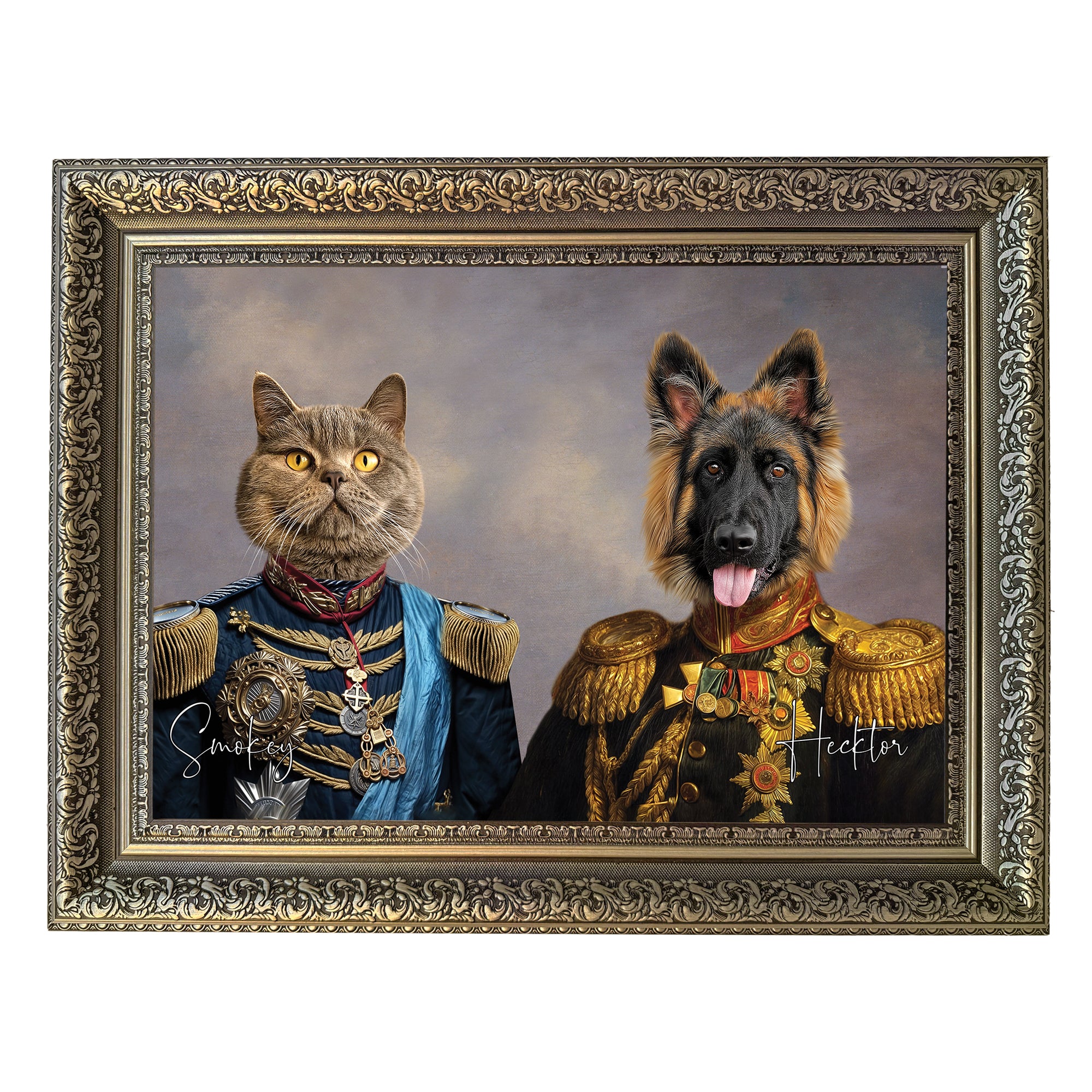 General Paws & Sir Meowington - Custom Pet Portrait